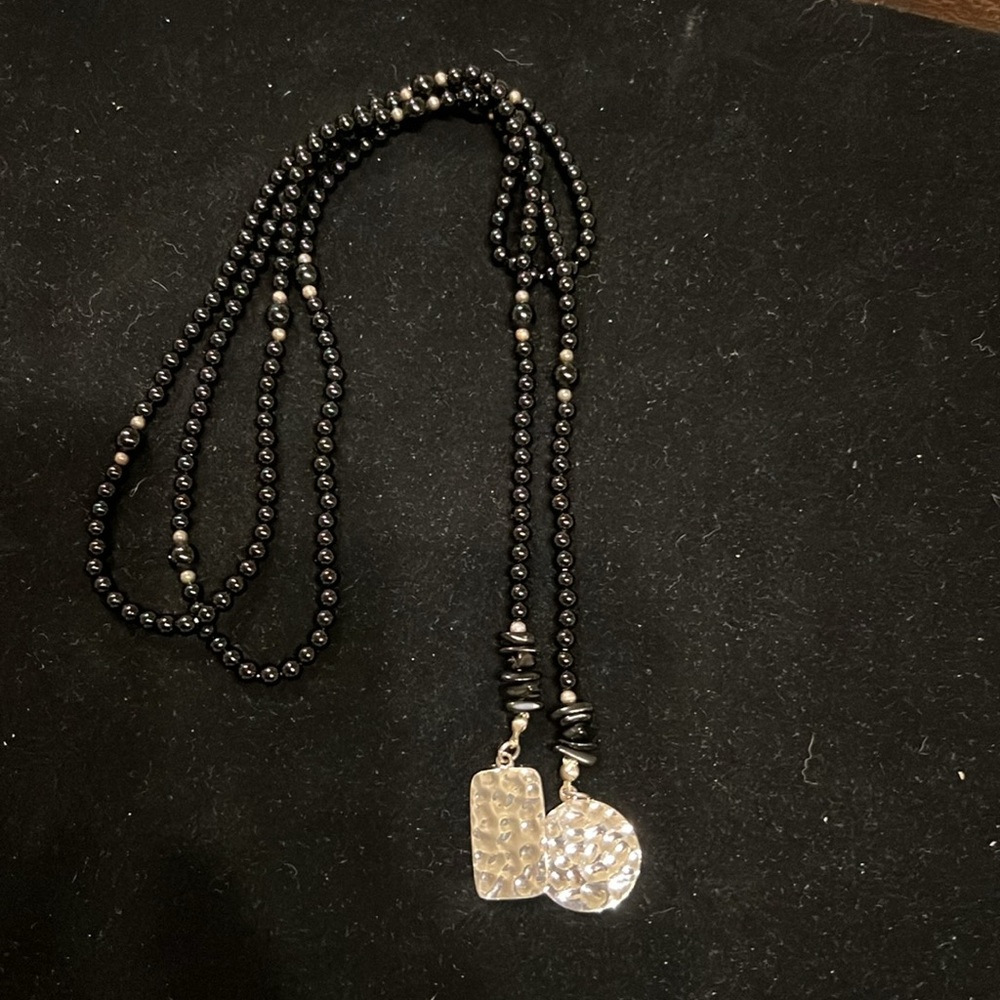 Silpada Sterling, silver, glass bead, and black, onyx, lariat necklace - Picture 5 of 5